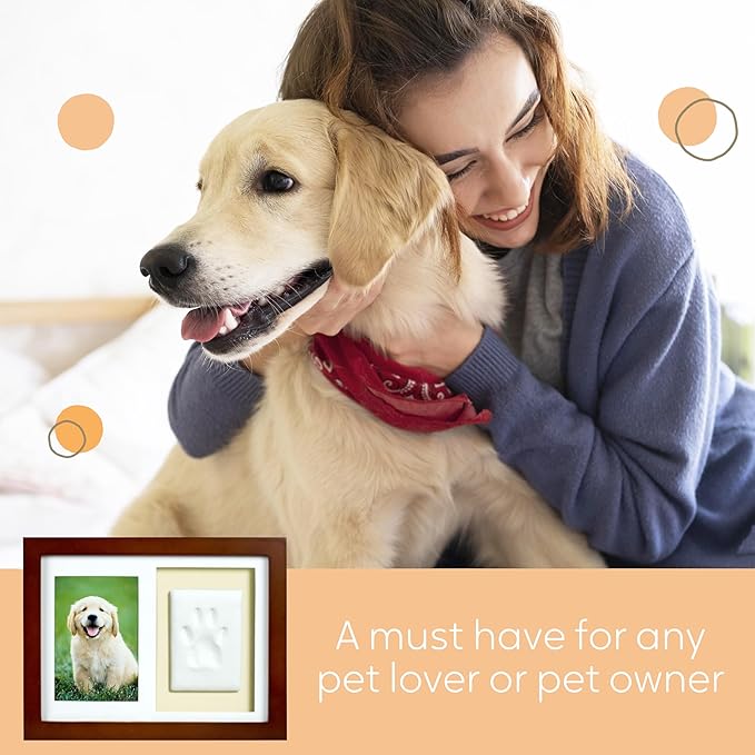 Tiny Ideas Paw Print Keepsake Impression Kit, No Mess Pet Clay Paw Print Mold for Dog and Cat, Ideal Personalized Gift or Memorial Frame for Pet Parents