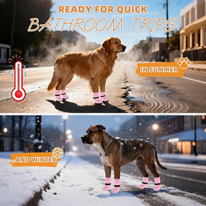 KOOLTAIL Anti Slip Dog Socks Booties to Prevent Licking Paws Scratching, Pet Boots&Paw Protector for Hardwood Floors, Dog Shoes for Winter, Traction Control Grip Socks for Small Medium Large Dogs M