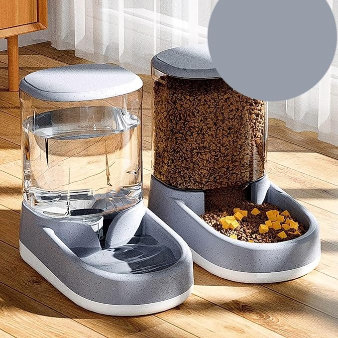 3.5L Pet Feeders and Water Dispenser Set, Automatic Water Food Dispenser, Antislip Base Wide Mouth Designs, Cats Dogs Feeder and Waterer
