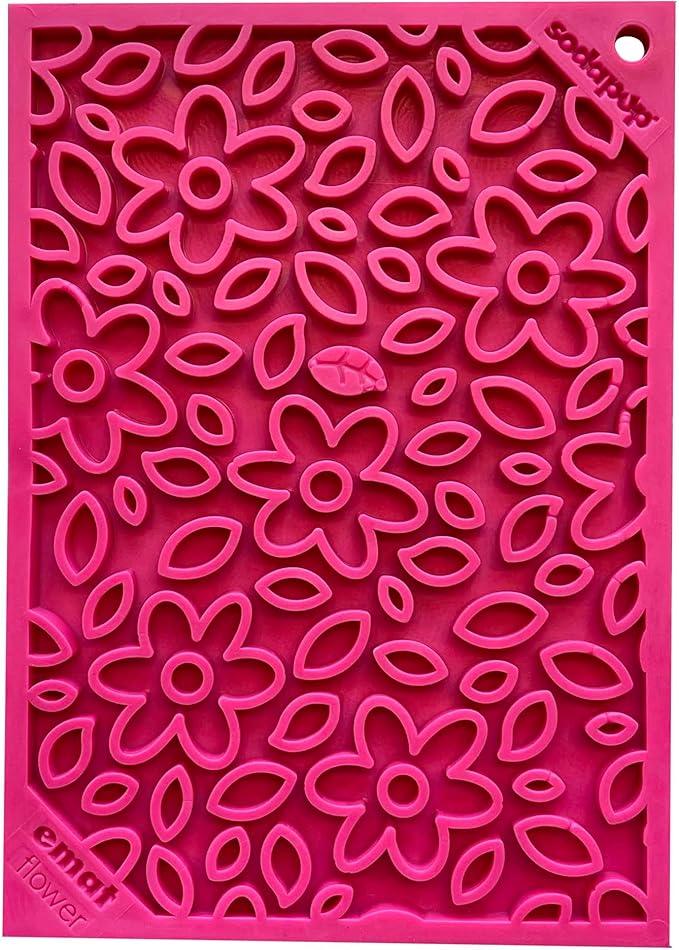 SodaPup Flower Power eMat – Durable Lick Mat Feeder Made in USA from Non-Toxic, Pet-Safe, Food Safe Rubber for Mental Stimulation, Avoiding Overfeeding, Fresh Breath, Digestive Health, & More