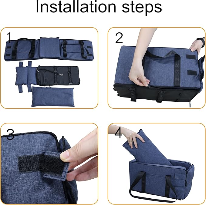 Ultimate Pet Safety Booster Seat - Central Car Seat for Cats & Small Dogs, Puppy Car Seat Pet Basket with Removable/Washable Straps for Pets up to 13lbs Dark Blue