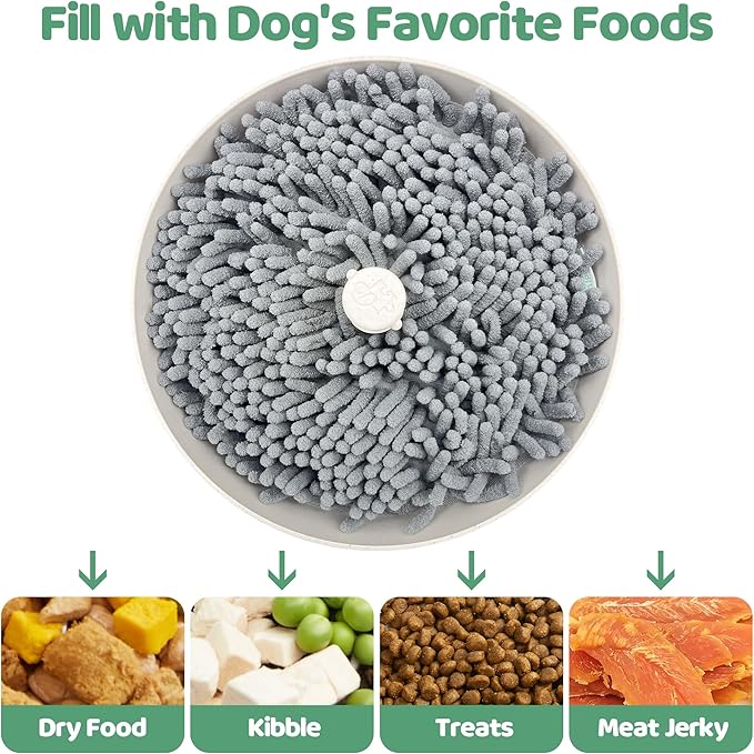 Puzzle Feeder Slow Feeder Dog Bowl Insert & Snuffle Mat 2-in-1, Machine Washable Food Puzzle for Large Dogs, Soft Feeder Insert to Slow Eating