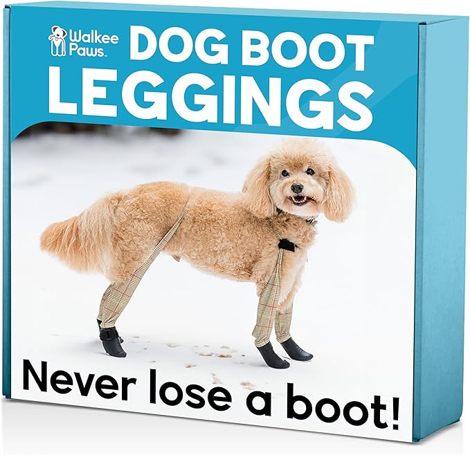Updated Version - 100% Waterproof Dog Boots with Leggings – Stay-On Paw Protectors with Chest Strap for Rain & Snow, Anti-Slip Traction, Adjustable Fit, Machine Washable (Beige Plaid, S/M)