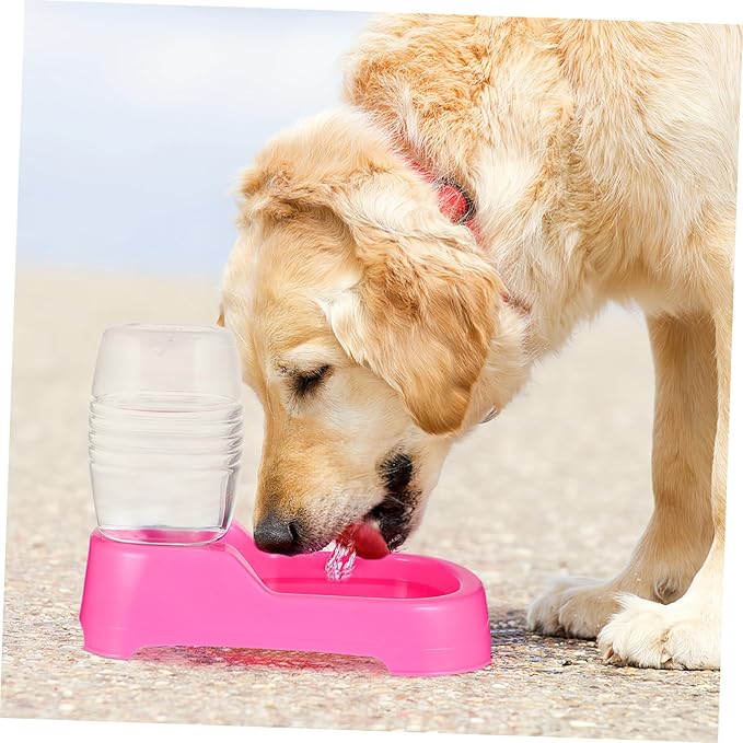 Pink Pet Water Feeder Bowl with Stable Non Spill Design Safe High Density Material Automatic Drinking Station for Dogs and Puppies for Home and Pet Shops