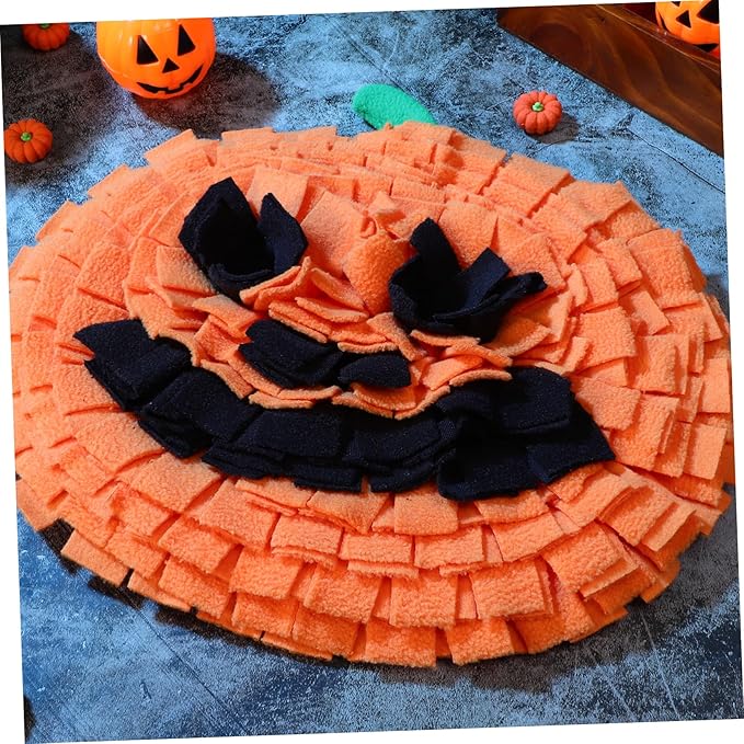 Snuffle Mat for Dogs Pumpkin-Shaped Pet Enrichment Toy Mental Easy to Compact Design Fleece for All Breeds
