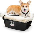 FidoRido Dog Car Seat - Pet Booster Seat for Small to Medium Dogs with Comfortable Cushions, Sherpa Cover, and Safety Straps, Easy to Install, Ideal for Travel, Beige Sherpa - Medium Harness