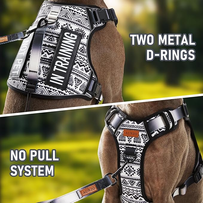 Tactical Dog Harness for Large Dogs No Pull Easy Walking Adjustable Pet Harness Reflective K9 Working Training Easy Control Pet Vest Military Service Dog Harnesses Black Ethnic L