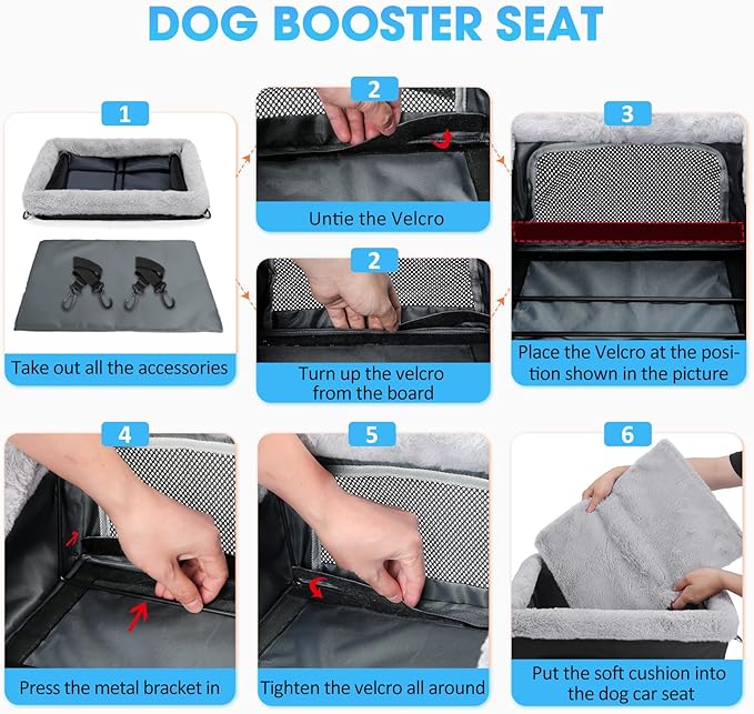 Small Dog Booster Car Seat, Portable Puppy Dog Car Seat, Up to 20lbs, Black