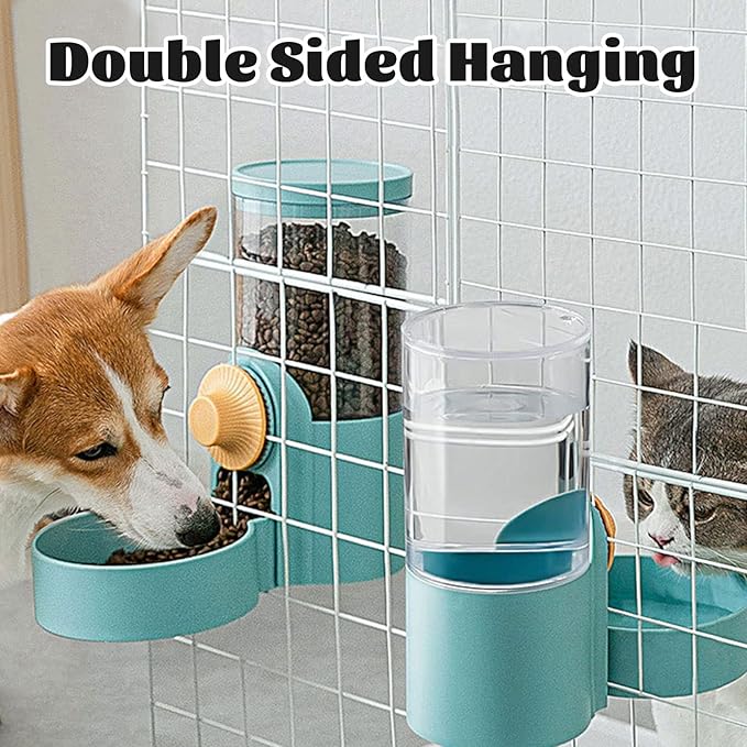 kathson 35oz Hanging Automatic Food Water Dispenser Gravity Pet Auto Feeder Waterer Set for Rabbit Cat Dog Chinchilla Guinea Pig Hedgehog Ferret (Food Dispenser)