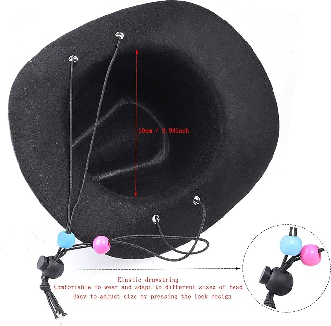 Yewong Pet Cowboy Costume Accessories - Dog Cat Pet Size Cowboy Hat and Bandana Scarf West Accessories for Puppy Kitten Party Festival and Daily Wearing Set of (Black Hat+Red Bib)