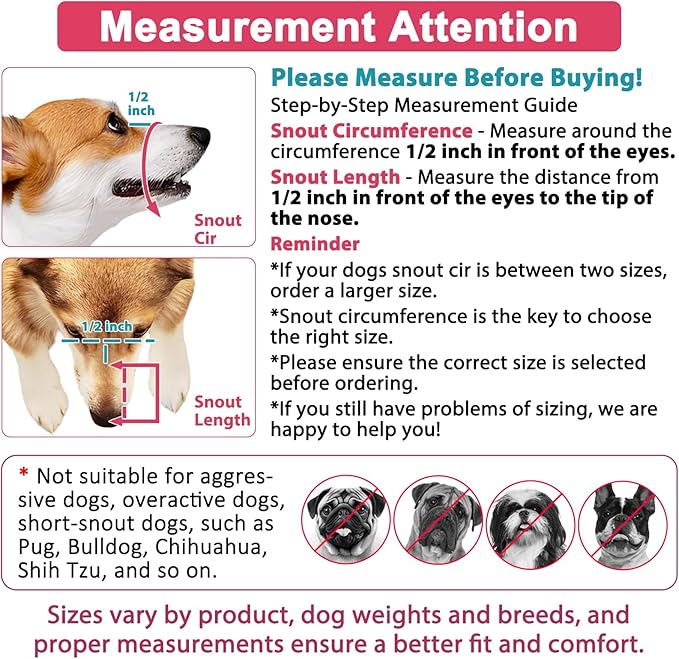 LUCKYPAW Dog Muzzle Anti Biting Barking and Chewing with Comfortable Mesh Soft Fabric and Adjustable Strap, Suitable for Small, Medium and Large Dogs(Red Trim,S)
