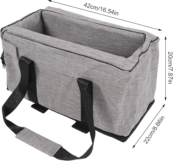 GOTOTOP Portable Dog Car Seat Pet Booster Seat Travel Carrier for Small Dogs Cats with Safety Belts Non Slip Center Console Design 300D PU Oxford Cloth