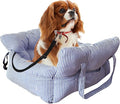 Medium Dog Car Seat Up to 28lbs - Pet Travel Bed Booster with Storage, Safety Tether, Anti-Slip Bottom for Cars(Blue)