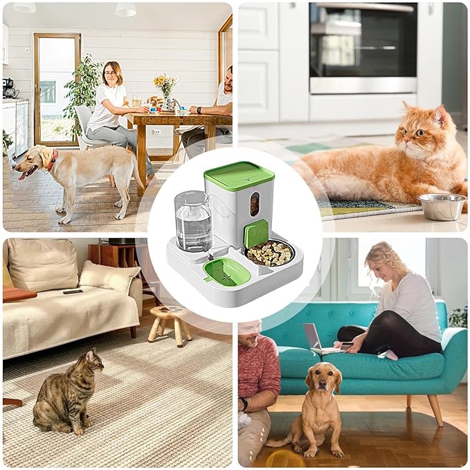 Pet Feeder and Water Dispenser Set – Automatic Dry Food Station with Electric Fountain | duals Bowl System for Cats Dogs Home Dorm Travel Hotel School Feeding Hydration Convenience