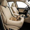Microfiber Leather Dog Car Seat for Small & Medium Dogs, Waterproof Pet Car Seat with Washable Pee Pad, Scratch & Fur Resistant, Foldable Dog Bed for Home & Travel, Non-Slip Design, Matte Beige