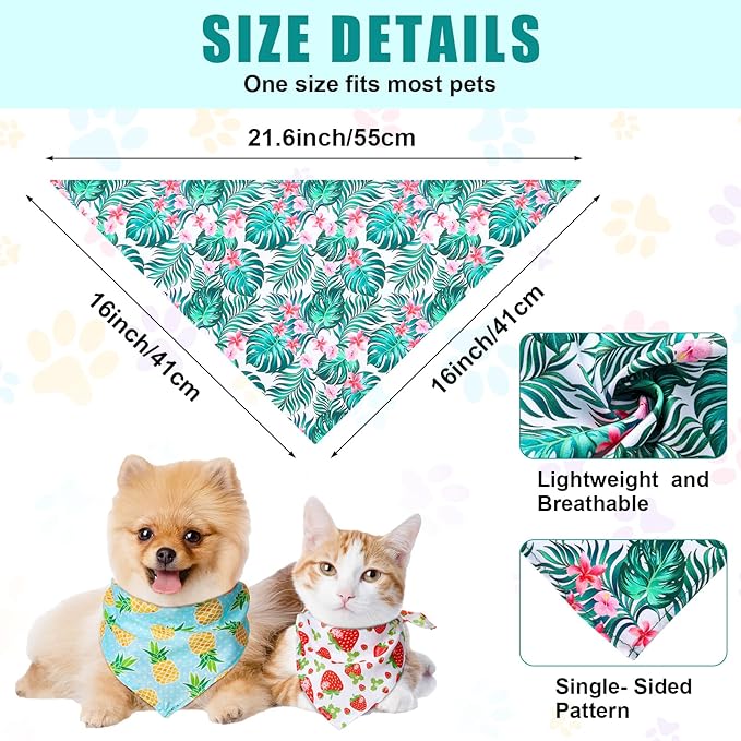Amylove 120 Pcs Dog Bandanas Bulk Holiday Triangle Dog Pack Puppy Kerchief Bandana Adjustable Pet Scarf for Pet Cat Costume Accessories Decor(Flower)