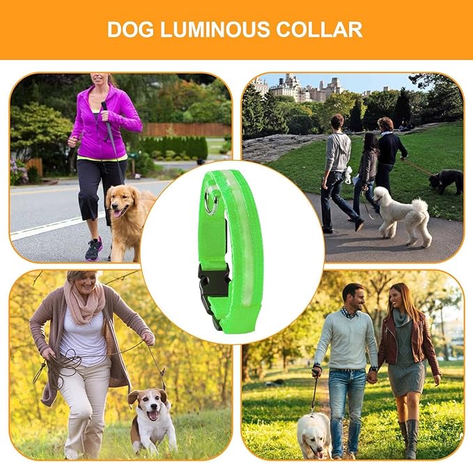 Lighted Dog Collars - Puppy Led Training Collar with Nighttime Visibility, 3 Lighting Modes, Water-Resistant Rechargeable Pet Collar, 600mah Battery, Customizable Dog Illuminated Collar for Dogs