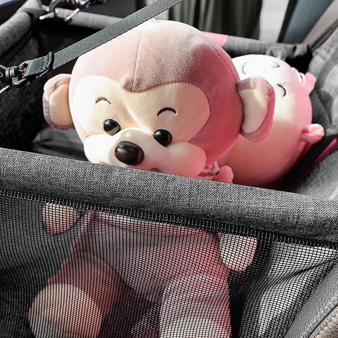 Dog Car Seat, Breathable Adjustable Pet Car Booster Seat Puppy Travel Carrier Bed Mesh Basket Easy Installation for Dogs and Cats (Black)