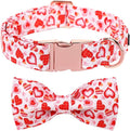 Maca Bates Valentine's Day Dog Collar with Fancy Bow for Medium Girl Boy Dogs,Love Pink Hearts Pattern,Adjustable Durable Soft Valentine Gift for Female Male Puppy