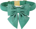Maca Bates Jade Green Dog Collar with Cute Solid Sailor Bow Tie for Large Girl Boy Dogs,Adjustbale Durable Breakaway Soft Collars with Bowtie for Female Male Puppy,Pet with Metal Buckle