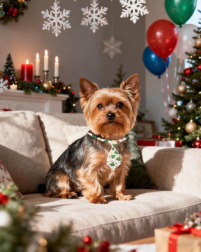 PET SHOW 10pcs Pack Christmas Small Dog Ties Neckties for Doggies Cats Adjustable Holiday Grooming Accessories Neck Ties Bowties Girl Boy Festival Costumes Puppies Party Gift Favor