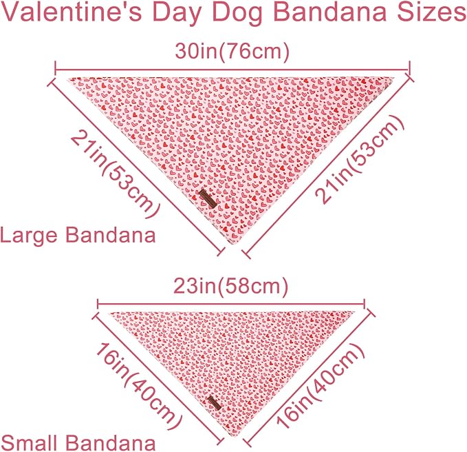 Valentine's Dog Bandana, UP URARA PUP Soft Cotton Adjustable Pet Scarf for Small, Medium, and Large Dogs, Cute and Comfortable Dog Accessory,S