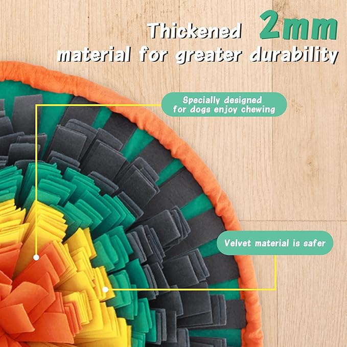 Dog Snuffle Mat, 2mm Thicken Interactive Toys for Pet, 17.7'' x 17.7'' Nosework Training Mats, Cats Bowl Travel Use Encourages Natural Foraging Skills, Comfortable Texture (Orange)