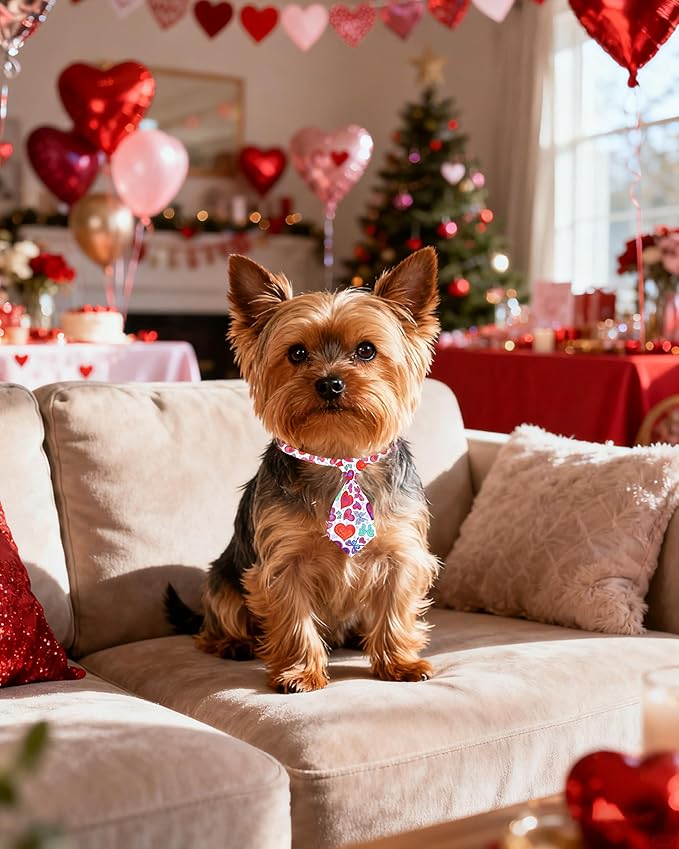 PET SHOW 10 Pack Valentines Small Dog Ties Neckties for Doggies Cats Adjustable Holiday Grooming Accessories Neck Ties Bowties Girl Boy Pets Festival Costumes Puppy Wedding Party Gift Favor(Small)