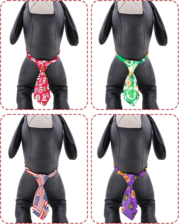 PET SHOW 10 Pack Holiday Big Dog Ties Neckties for Large Breed Dogs XL Adjustable Grooming Accessories Neck Ties Bowties Girl Boy Pets Festival Costumes Wedding Party Gift Favor