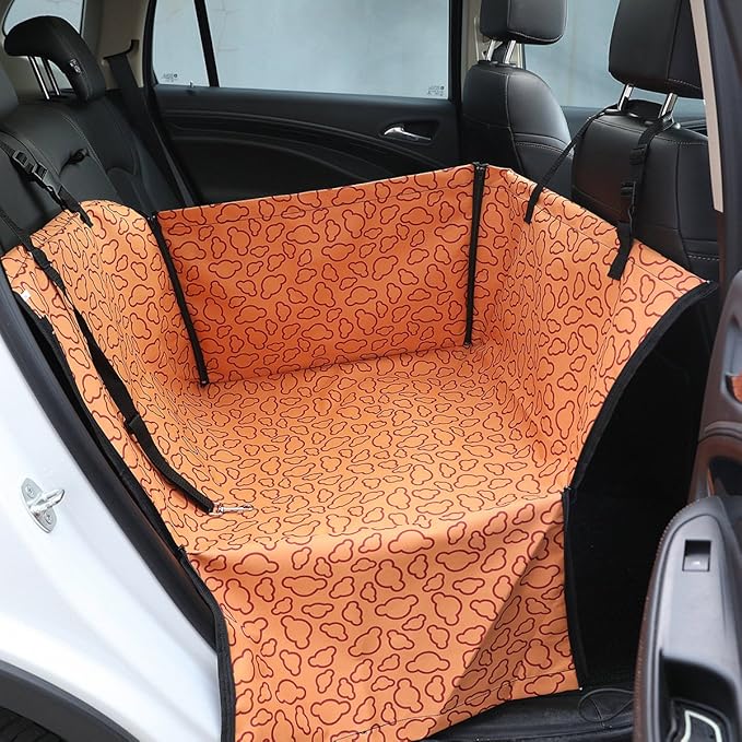 Vedem Dog Booster Car Seat Pet Back Seat Cover for Small Dogs (Cloud-Orange)