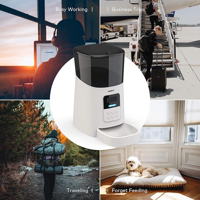 Pet Fountain Cordless Pet Feeder, Dog Food Dispenser Automatic, Automatic Cat Feeder for Small Animals with Distribution Alarms, Voice Recorder Pet Water Dispenser