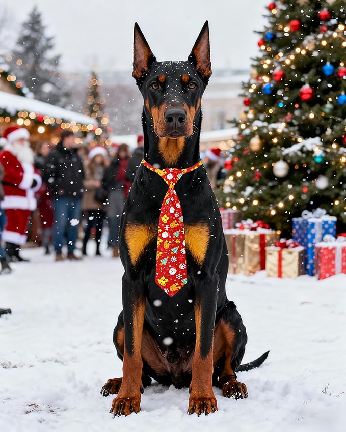 PET SHOW 10pcs Pack Christmas Big Dog Ties Neckties for Large Breed Dogs XL Adjustable Holiday Grooming Accessories Neck Ties Bowties Girl Boy Festival Costumes Photography Party Gift Favor