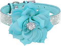 Cute Dog Collar with Bling Rhinestone, Fancy Crystal Diamond Glitter Pretty Jewel Soft Cat Collars for Small Medium Large Breed Dogs Girl Female Pet Puppy Kitten Terrier (XXS, Light Blue2)