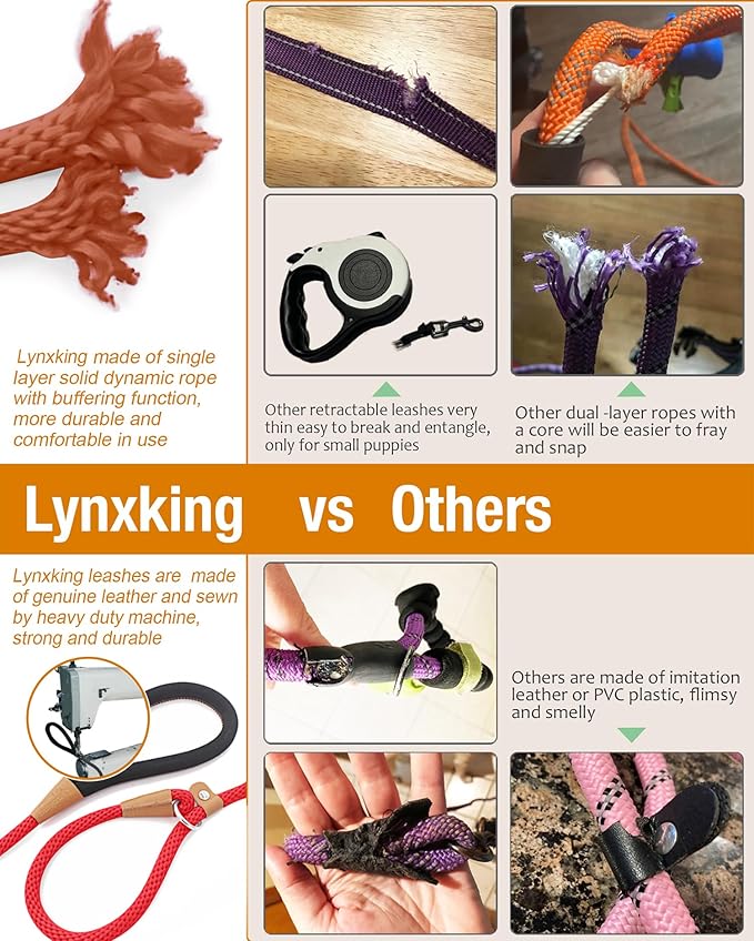 lynxking Dog Leash Slip Lead 5 6 8 FT Dog Training Leash Strong Heavy Duty Braided No Pull Training Lead Leashes for Small Medium Large Dogs