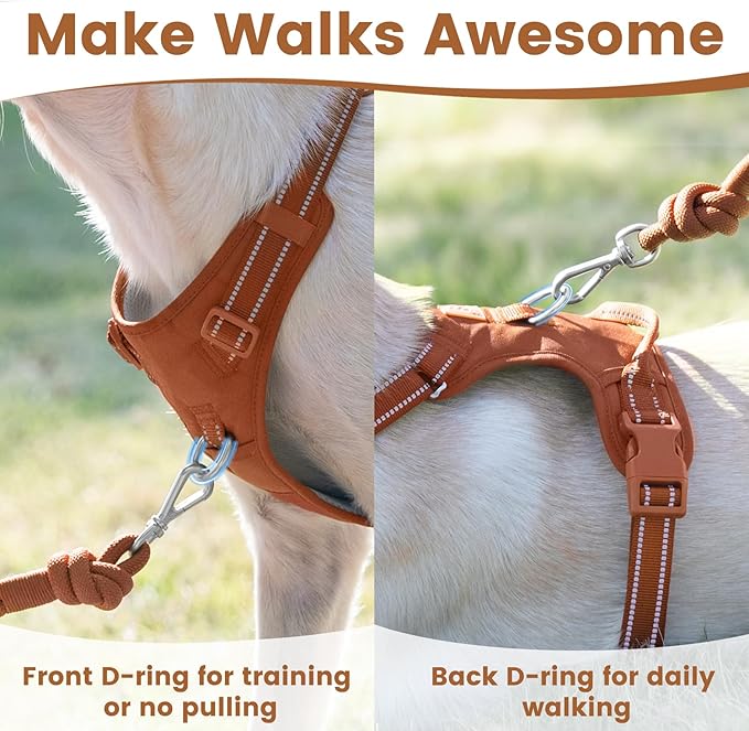 No Pull Dog Harness, Reflective Puppy Vest for Small Medium Large Sized Dog(Carmel Brown,S)