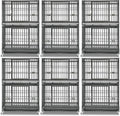 Homey Pet Two Tiers 37 Inch Dog Crate Cage Kennel with Feeding Bowls, Lockable Wheels and Removable Tray, Escape Proof Metal Wire Heavy Duty Dog Crates for Medium/Small Sized Dogs (6 Pack)