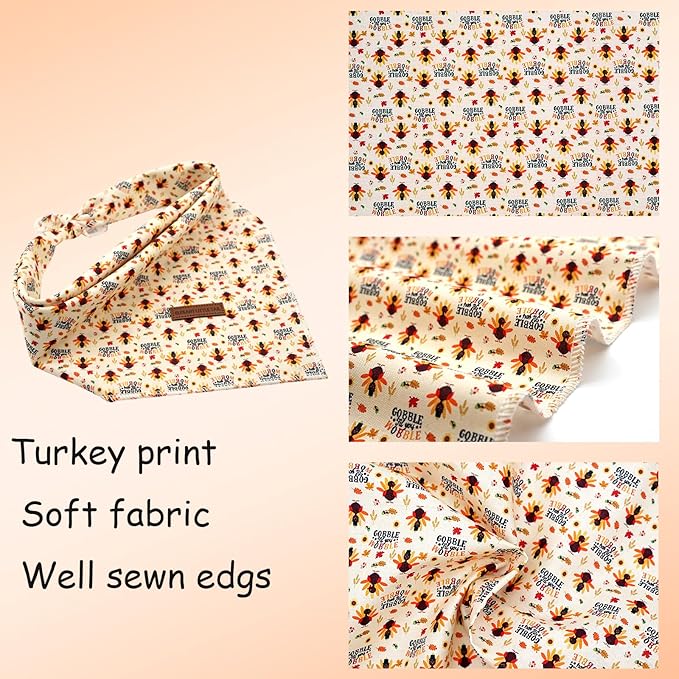 Elegant Little Tail Dog Bandana for Thanksgiving - Holiday Bib Scarf, Soft Washable Square Kerchief, Adjustable for Small Medium Large Dogs