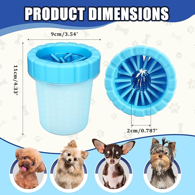 Dog Paw Cleaner Cup, Soft Silicone, Portable, Easy to Clean, Removes Mud and Dirt, Grooming Accessory for Home, Travel – Blue, S