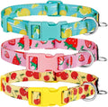 azuza 3 Pack Fruit Design Dog Collars Comfortable and Adjustable Nylon Dog Collars for Large Dogs, L (18-26inch)，Strawberry，Lemon and Cherry