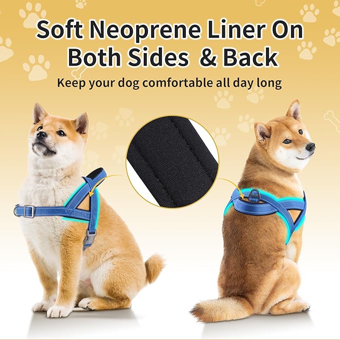No Pull Dog Harness, Reflective Puppy Harness with Soft Padded Handle, Escape Proof/Quick Fit Adjustable Pet Harness for Small Medium Large Dogs, Easy for Training Walking (Blue, S)