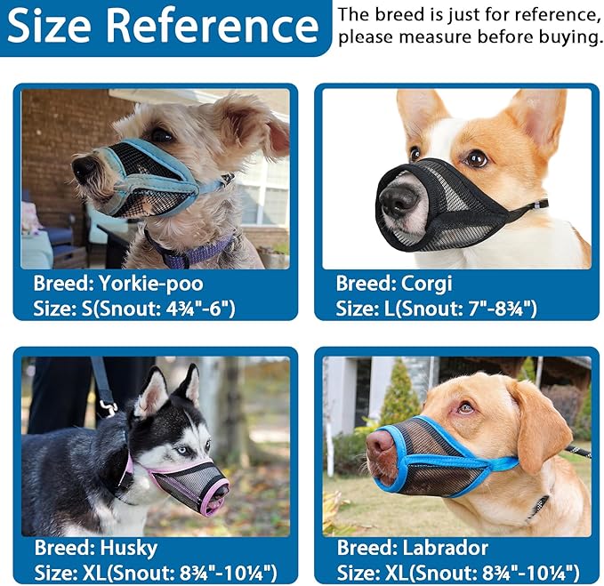 LUCKYPAW Dog Muzzle, Mesh Muzzle for Large Medium Dogs, Soft Mouth Cover to Prevent Biting Chewing, Drinkable Breathable Adjustable Puppy Mouth Guard (XXL, Black)