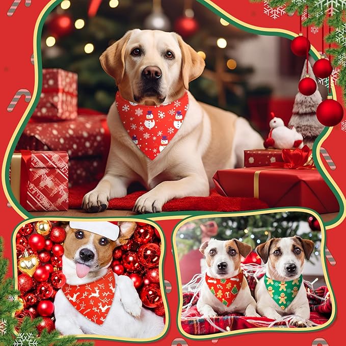 Preboun 200 Pcs Mixed Holiday Dog Bandanas Bulk Festival Bandanas for Dog Triangle Kerchief Bib Scarf Set for Pet Cat Party Costume Photo Props Accessories Pet Shops Owners Groomers, 25 Styles