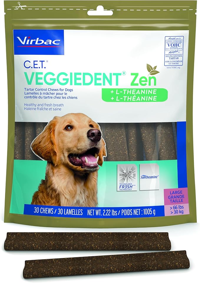 Virbac C.E.T. VEGGIEDENT Zen Tartar Control Chews for Dogs - Large