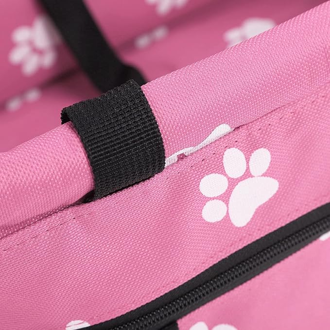 Small Dog Car Seats, Portable Puppy Dog Car Carrier, Folding Pet Car High Back Booster Seats with Adaptable Straps for Small Pets(44cm-Rose)