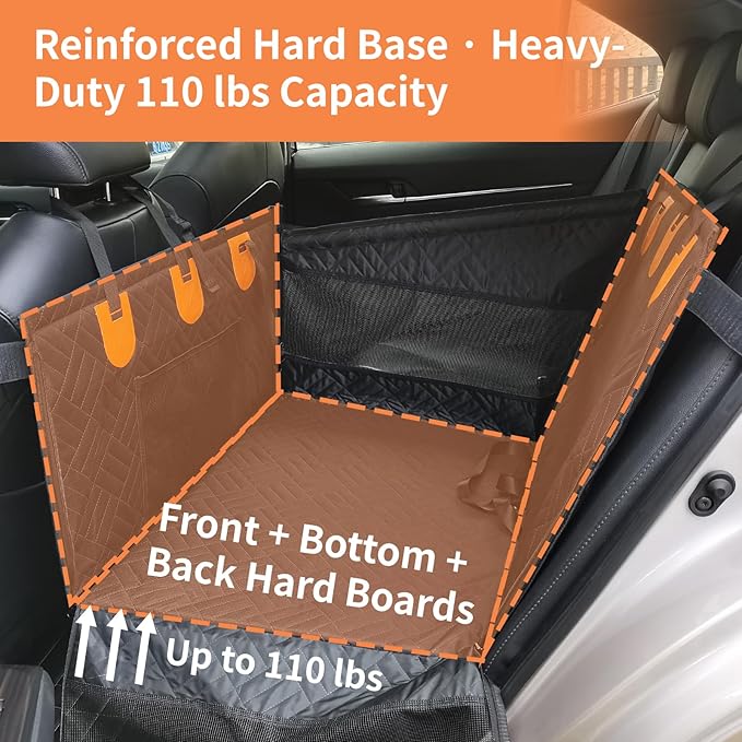 Dog Car Seat for Large Dogs & Medium Dogs Up to 110 lbs - Pet Backseat with Waterproof Cover, Adjustable Safety Belt, Breathable Mesh & Storage Pocket - Back Seat Extender for SUV, Sedan, Truck