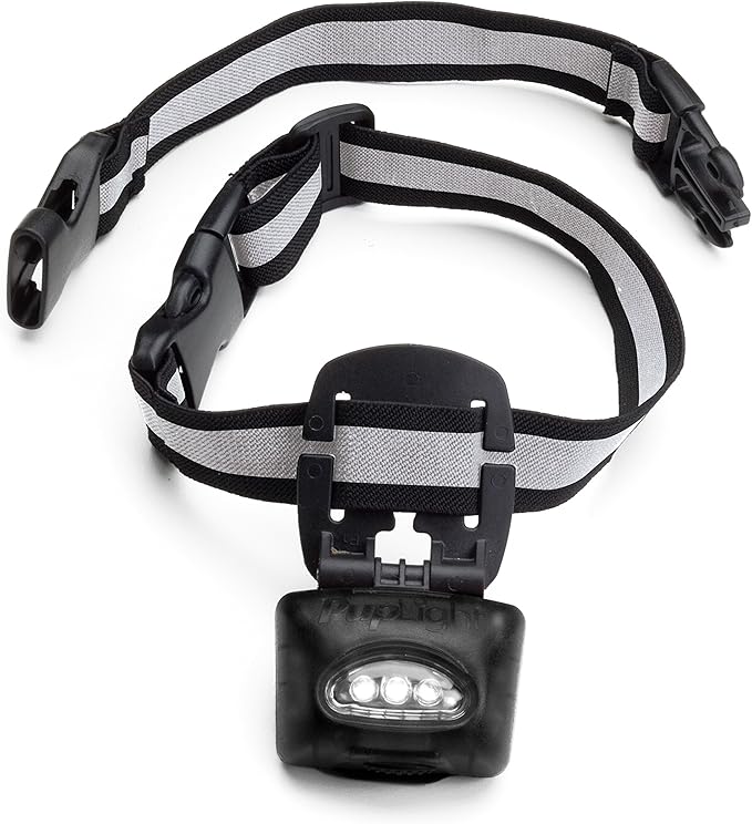 PupLight2 Twice as Bright with Reflective Dog Safety Collar, Black