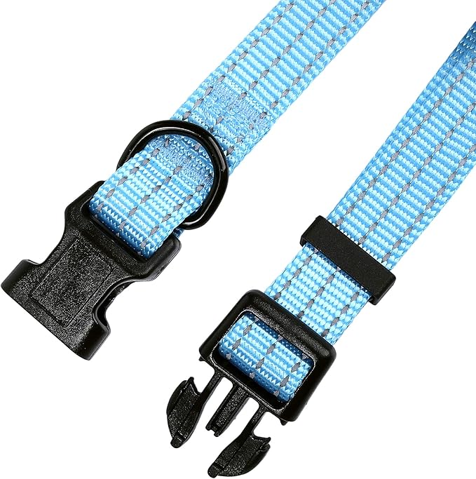 Mile High Life Dog Collar | Nylon Reflective Dog Collars | Light Weight Puppy Collars | Blue Dog Collars for Small Dogs (Solid Blue, X-Small)