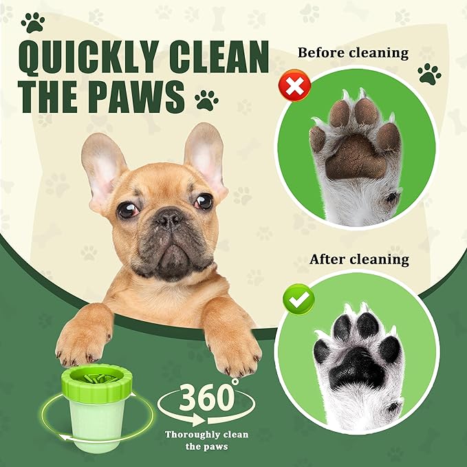Dog Paw Cleaner Cup, Soft Silicone, Portable, Easy to Clean, Removes Mud and Dirt, Grooming Accessory for Home, Travel – Green, S