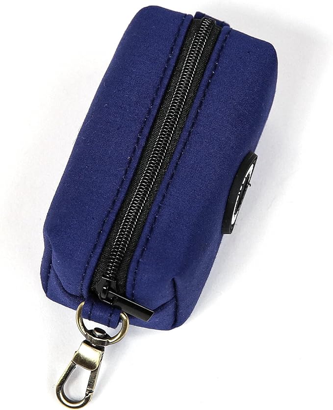 Organic Cotton Dog Poop Bag Holder for Leash Brass Hardware Waste Bag Dispenser Pet Waste Management Solution