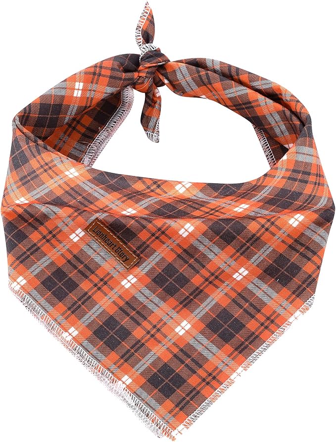 Lionheart glory Fall Dog Bandana 1 Pack Washable Soft Cotton Halloween Bibs Scarf, Adjustable Kerchief Square Dog Bandanas for Large Dogs